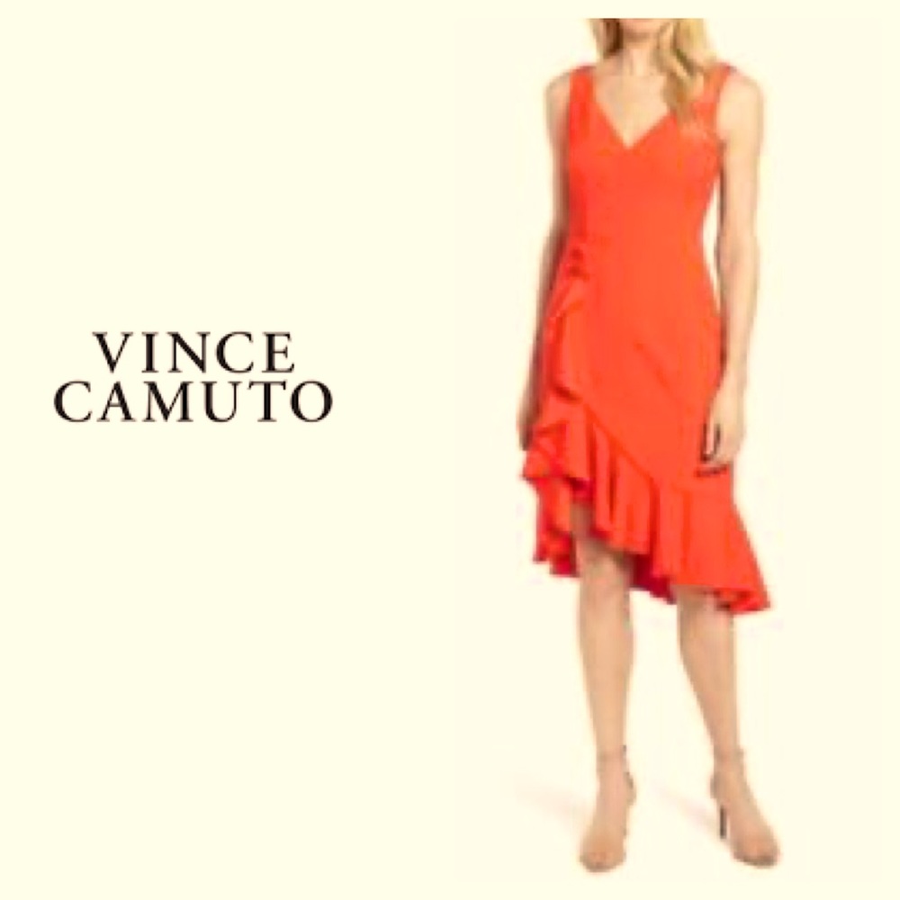 Vince Camuto Ruffled sleeveless midi dress. NWOT